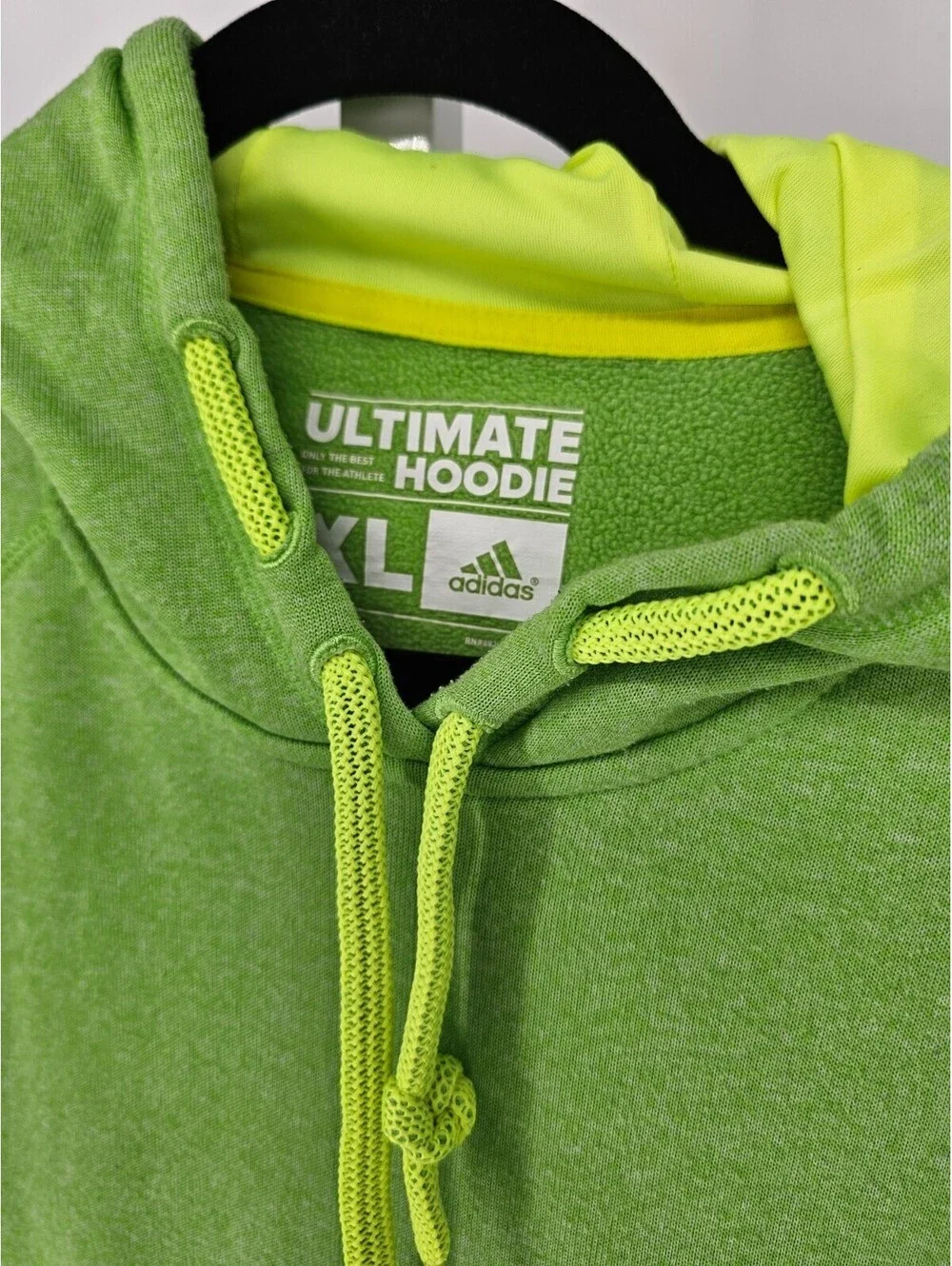 Adidas Mens Sz XL Pullover Ultimate Hoodie Lime Green Athletic